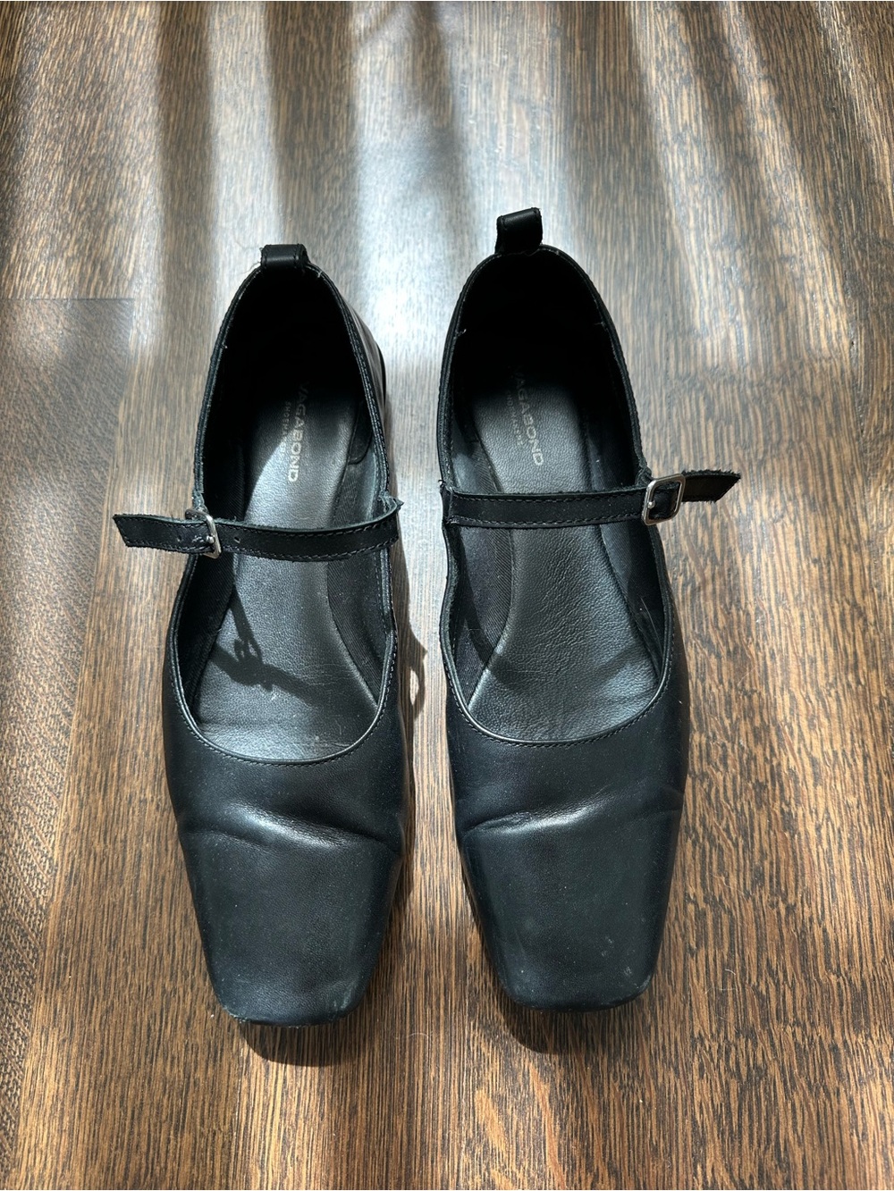 Vagabond Black Mary Jane Square-Toe Flats